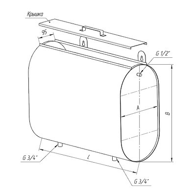Бак для теплообменника горизонтальный элипс