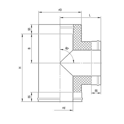 Сэндвич-тройник 90°